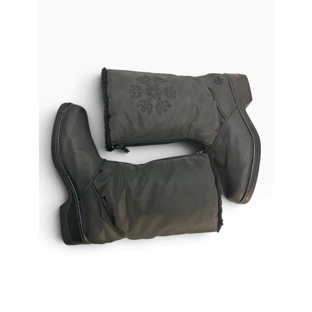 Totes Snowflake Accent Mid-Calf Winter Cold Weather Boots Black Womens Size 7